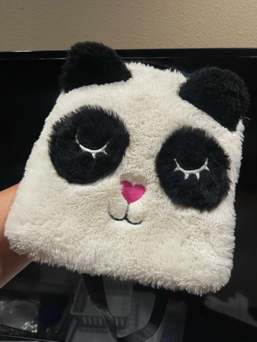 Betsey Johnson White and Black Panda Crossbody Bag with Pink Heart Nose